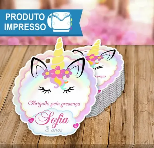 Tag para Lembrancinha Unicornio