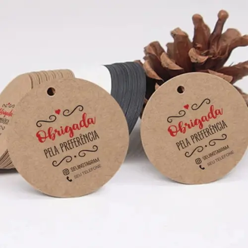 Tags Comercial Agradecimento Personalizada Kraft