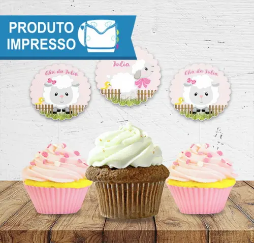 Topper Cupcake Ovelhinha Menina