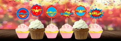 Topper Cupcake Mulher Maravilha