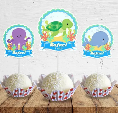 Topper para Doces Fundo do Mar