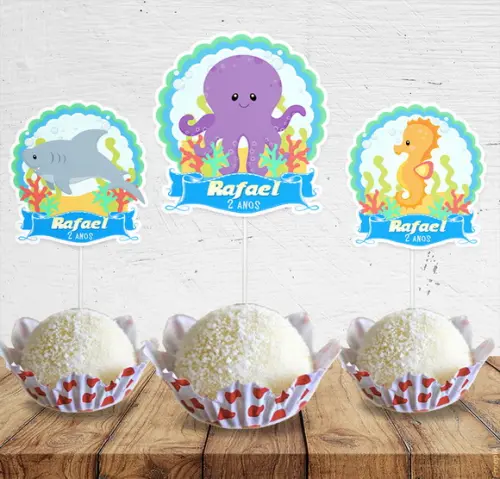Topper para Doces Fundo do Mar