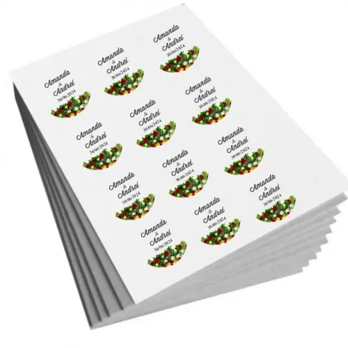 100 Adesivos Casamento Transparentes à Prova de Água - 4 CM