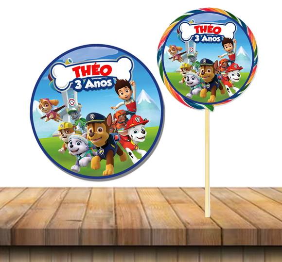 Adesivo para Pirulito 5 cm Patrulha Canina