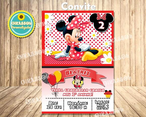 Convite da Minnie Mouse 10 x 7 cm