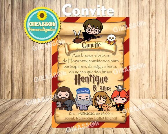 Convite Harry Potter 10 X7 cm