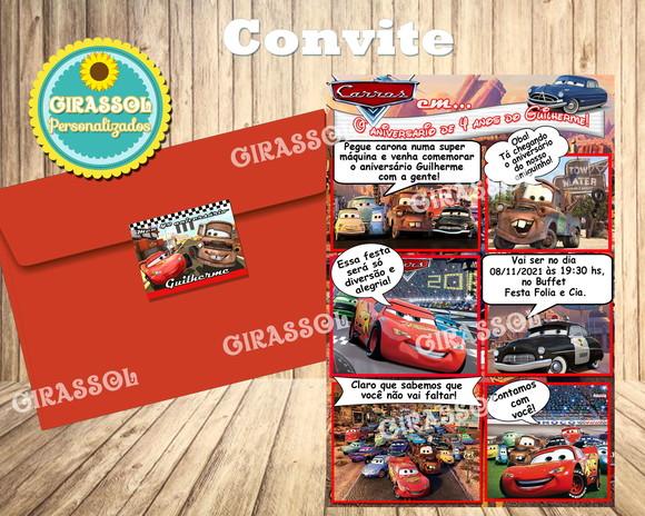 Convite Gibi Carros 10 x 14 cm