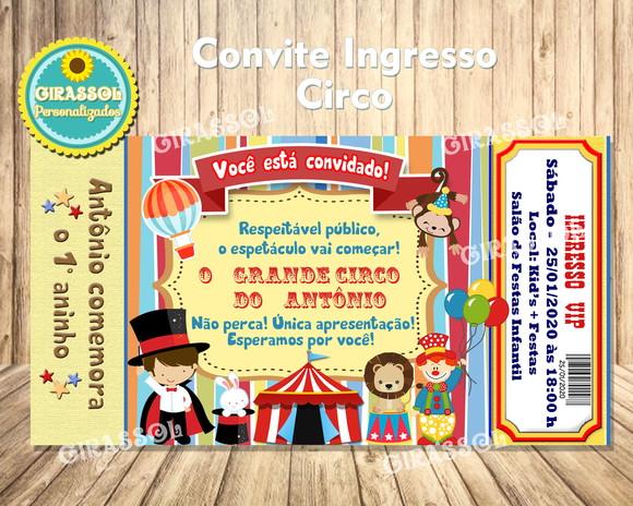 Convite Ingresso Circo