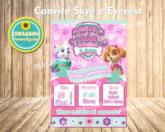 Convite Skye e Everest 10x7 cm