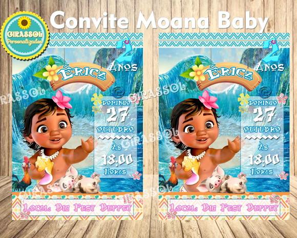 Convite Moana Baby 10x7cm