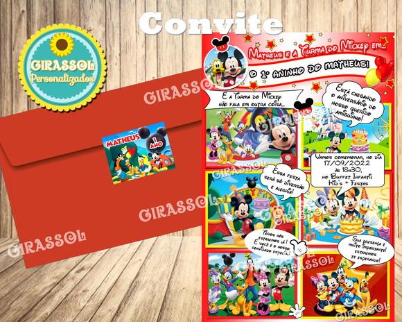 Convite Turma do Mickey 10 x 14 cm