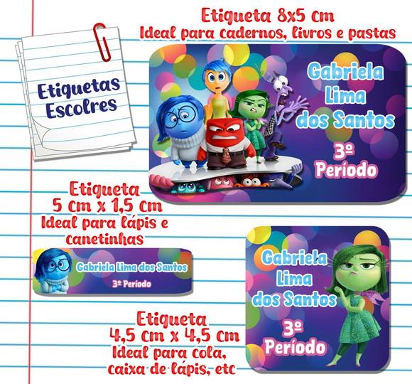 Kit com 100 Etiquetas Escolares Divertidamente