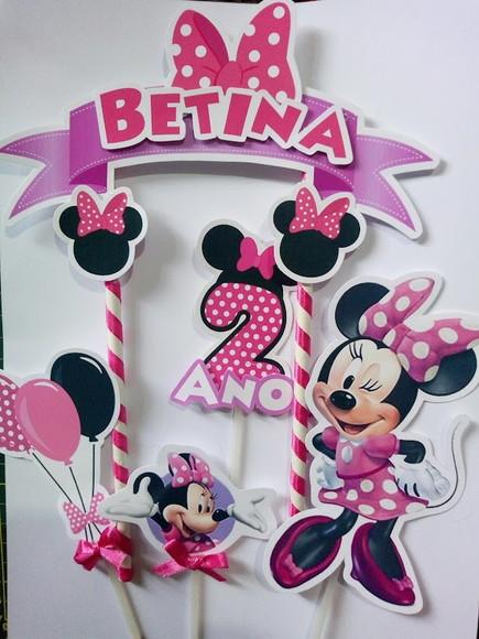 Topo de Bolo Minnie Rosa