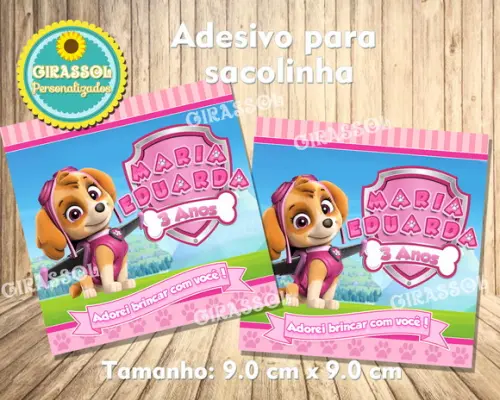 Adesivo de sacolinha Skye - Patrulha Canina
