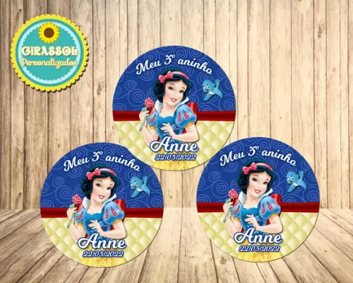 Adesivo Latinha Branca de Neve 5 cm