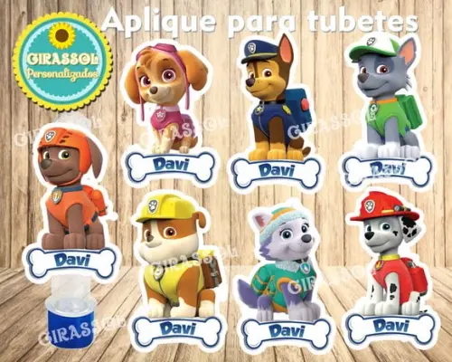 Aplique para Tubete -patrulha Canina