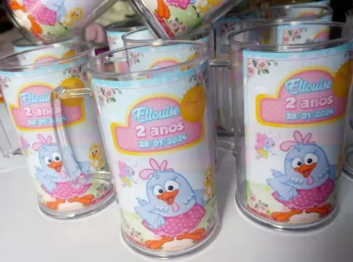 Caneca Acrílica Galinha Pintadinha Candy