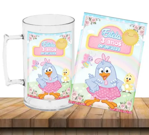 Caneca Acrílica Galinha Pintadinha Candy