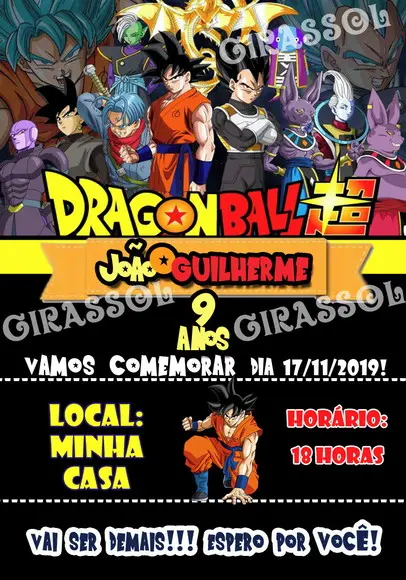 Convite Digital Dragon Ball