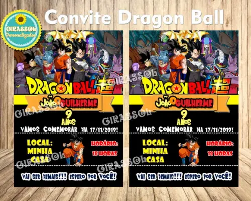Convite Dragon Ball 10x7 cm