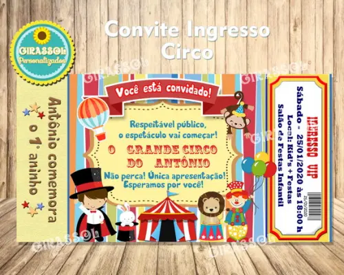 Convite Ingresso Circo