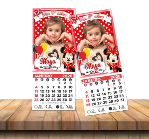 Foto Imã - com Mini Calendário - Minnie Vermelha