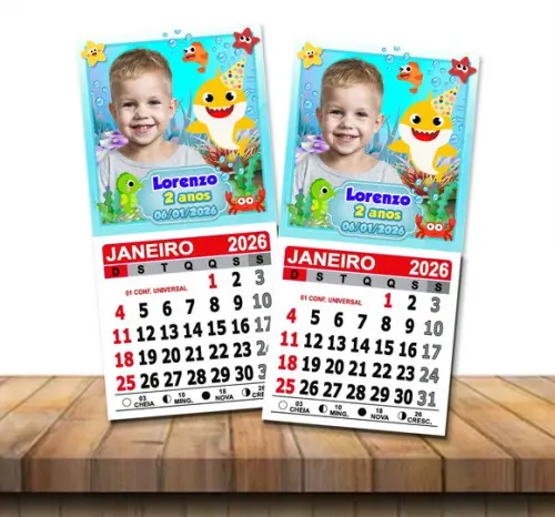 Foto Imã com Mini Calendário Baby Shark