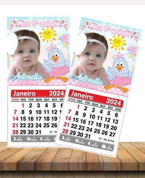 Imã com Mini Calendário Galinha Pintadinha