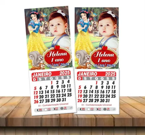 Imã de Geladeira 7x5 cm Branca de Neve - com Calendário
