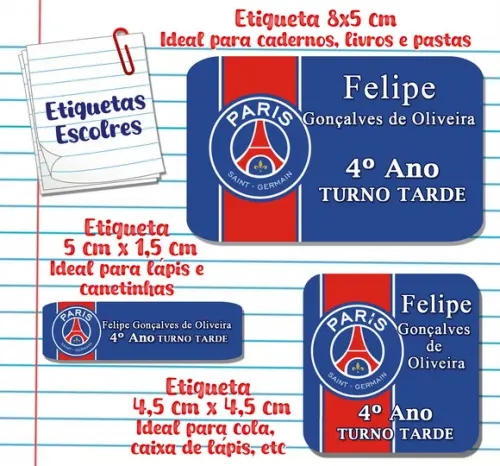 Kit com 100 Etiquetas Escolares
