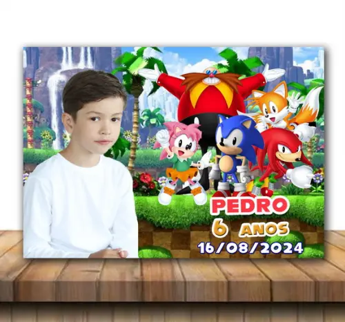 Lembrança Personalizada Imã de Geladeira Sonic 10x7 cm