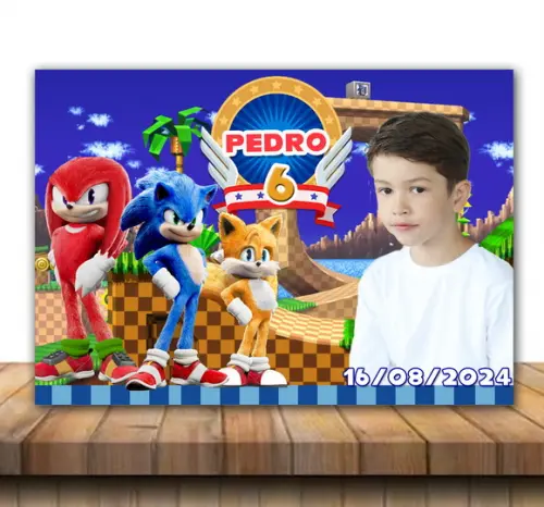 Lembrança de Aniversário Imã de Geladeira Sonic 10x7 cm