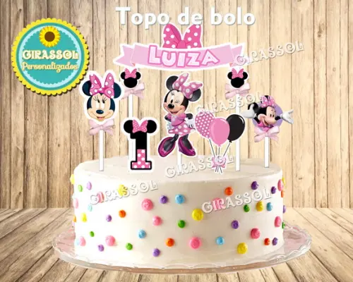 Topo de Bolo Minnie Rosa