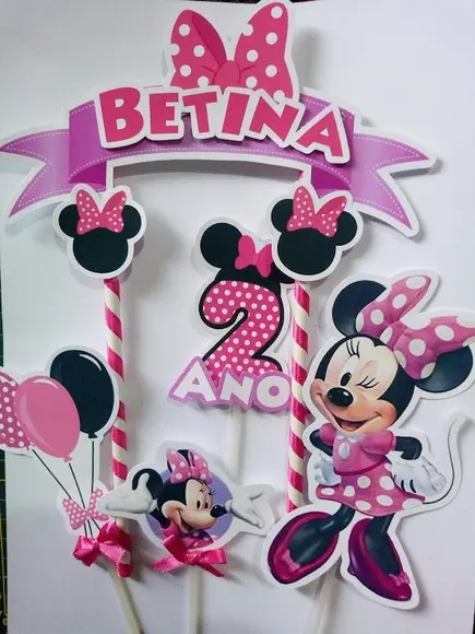 Topo de Bolo Minnie Rosa
