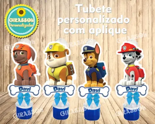 Tubete com Aplique 3d - Patrulha Canina