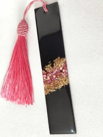 Marca Página Preto c/ Detalhe Ouro e Rosa