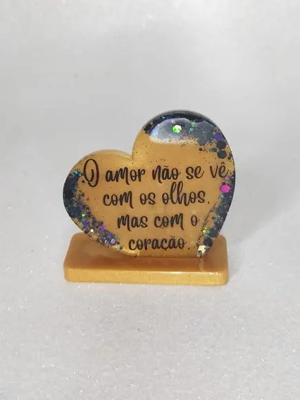 Mini Plaquinha Coração Caidinho com Frase de Amor