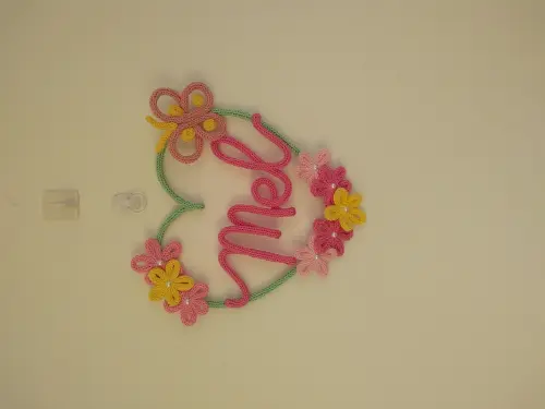 Porta maternidade tricotin coração personalizado menina