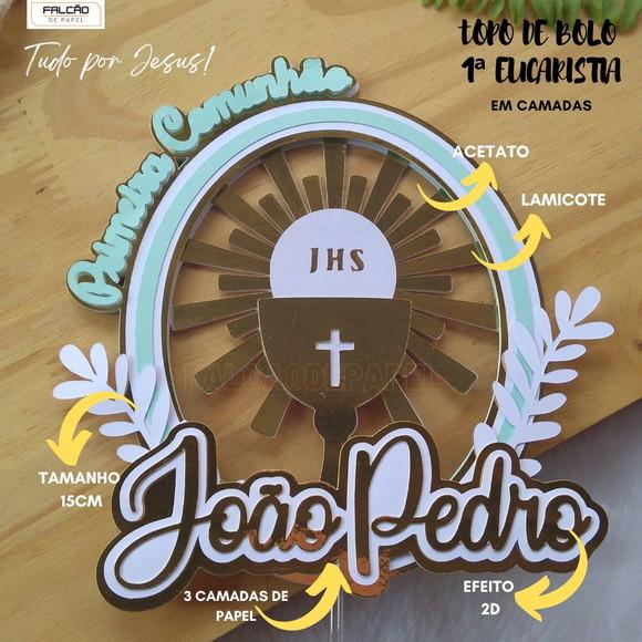 Topo de Bolo Primeira Comunhão Circular Personalizado
