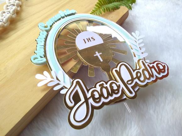 Topo de Bolo Primeira Comunhão Circular Personalizado