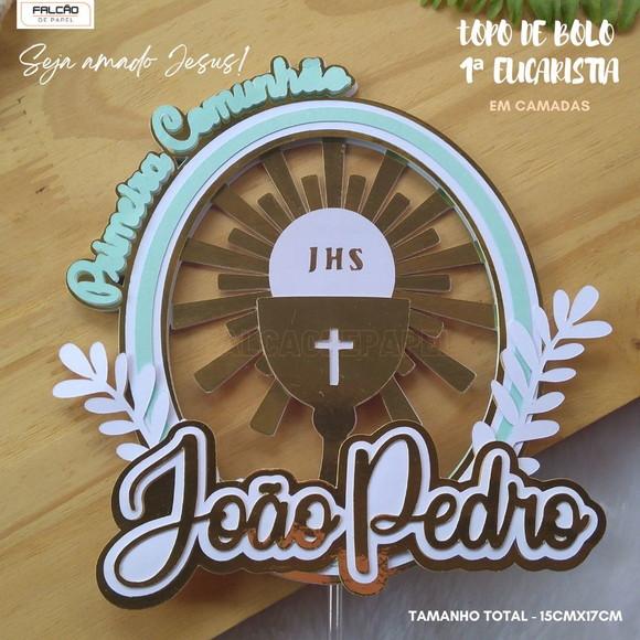 Topo de Bolo Primeira Comunhão Circular Personalizado