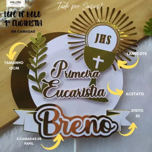 Topo de Bolo Primeira Comunhão Camadas