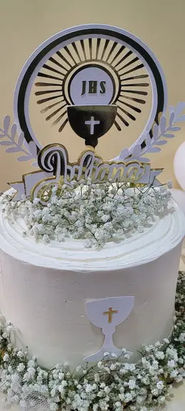 Topo de Bolo Primeira Eucaristia Luxo