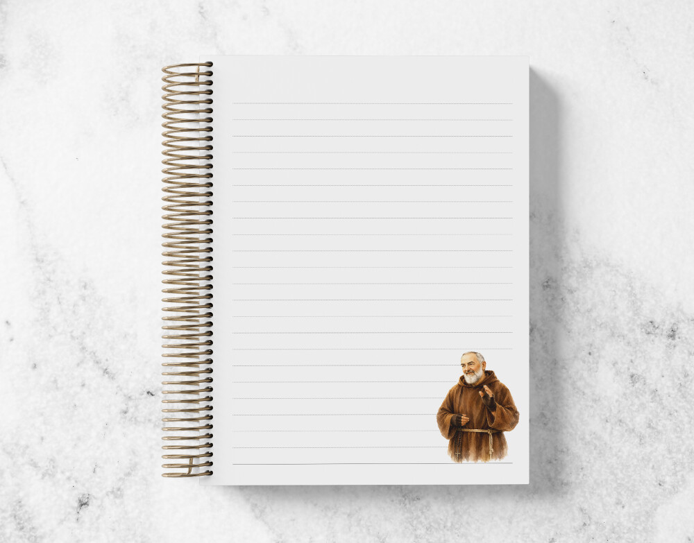 Caderno Católico São Padre Pio Personalizado