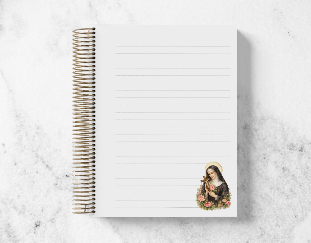 Caderno Católico Santa Rita de Cássia Personalizado