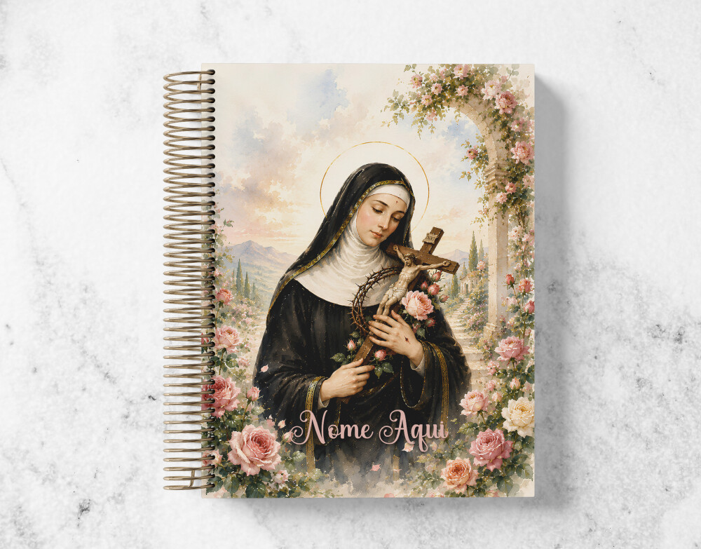 Caderno Católico Santa Rita de Cássia Personalizado