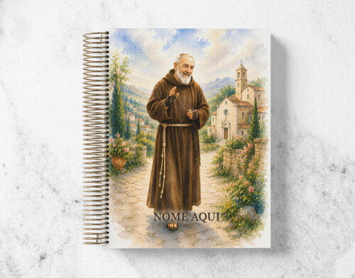Caderno Católico São Padre Pio Personalizado