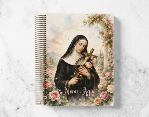 Caderno Católico Santa Rita de Cássia Personalizado