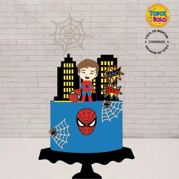 Arquivo de Corte Topo de Bolo Homem Aranha Cute Camadas