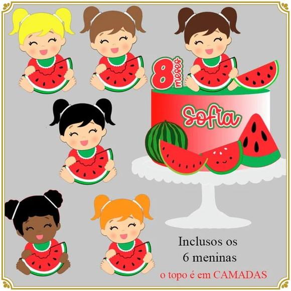 Arquivo de Corte Topo de Bolo Melancia Menina
